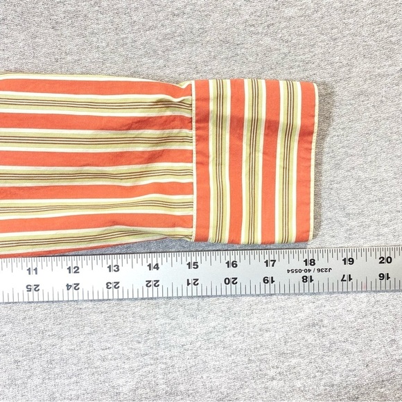 Ann Taylor Loft Blouse Women's 10 Salmon Striped Long Sleeve Button Down Career - Picture 11 of 12